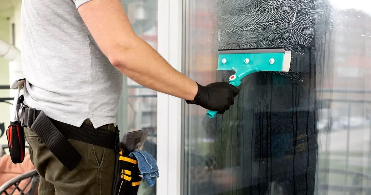 Window cleaning specialist polishing glass for streak-free finish